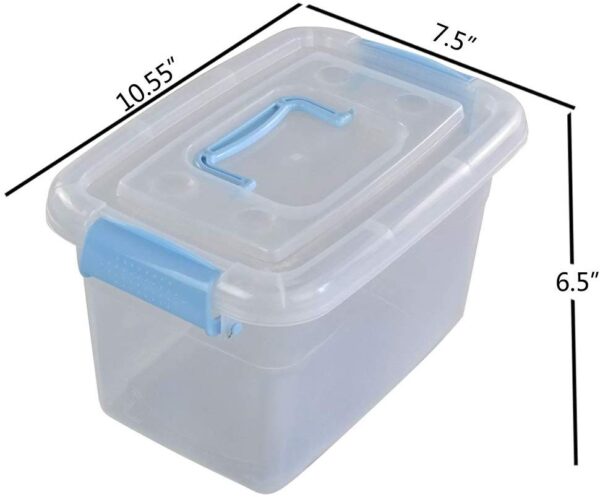5 L Plastic Storage Bin with Lid, Clear Transparent Box with Handles (6  Pack)